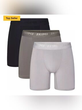 SKIMS NWT Men's Stretch Boxer Briefs 5” inseam 3ea per box Gunmetal Multi size L